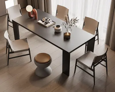 Modern Dining Room with Minimalist Table and Chairs 3d model