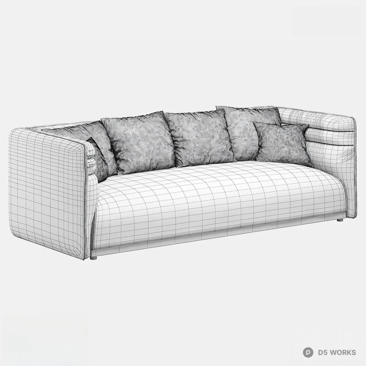 Velvet Three Seater Sofa With Gold Base 3d model thumbnail 2