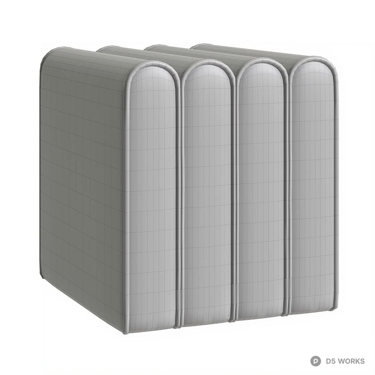 Velvet Tufted Cube Stool 3d model thumbnail 2