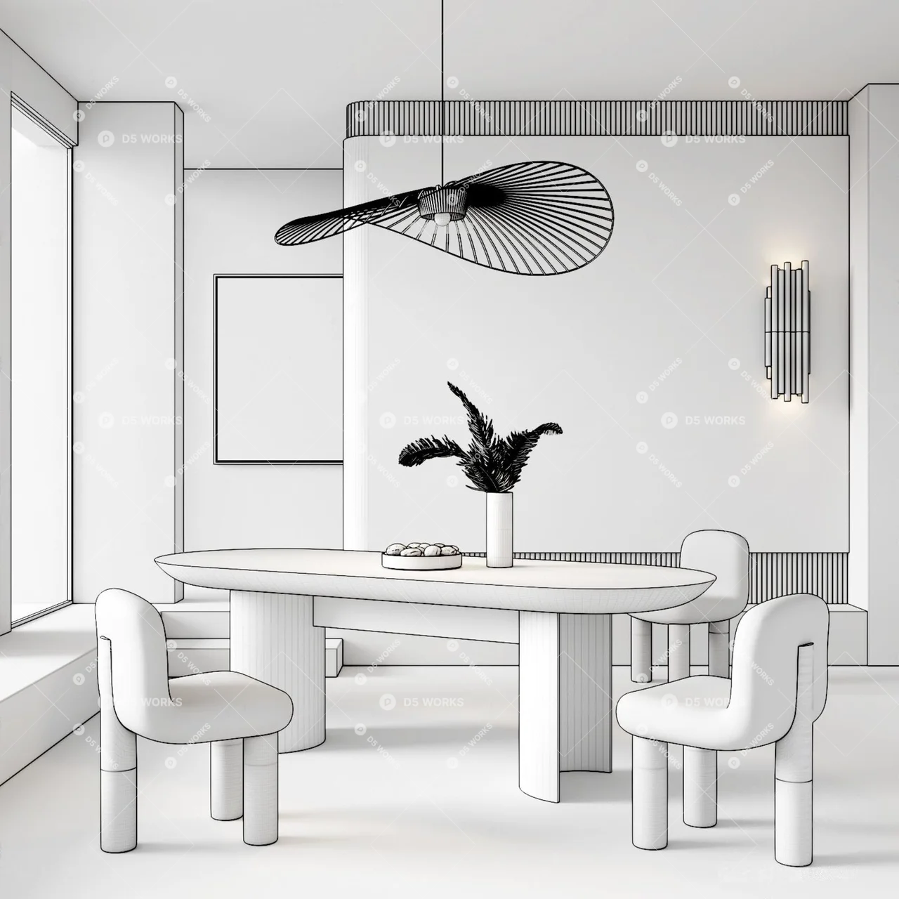 Postmodern Dining Room (Home) 3d model thumbnail 2