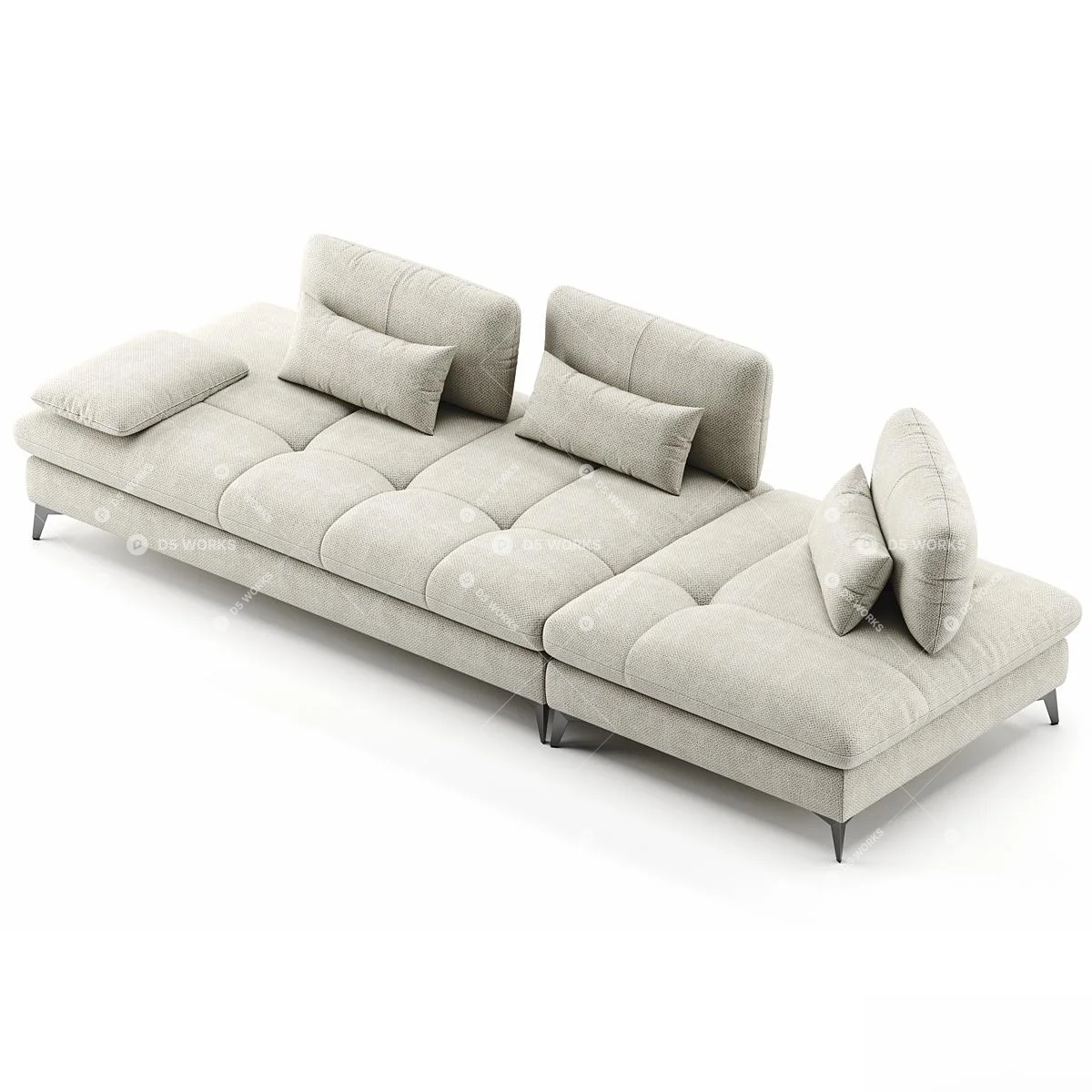 Organic Modern Three-seater Sofa 3d model thumbnail 3