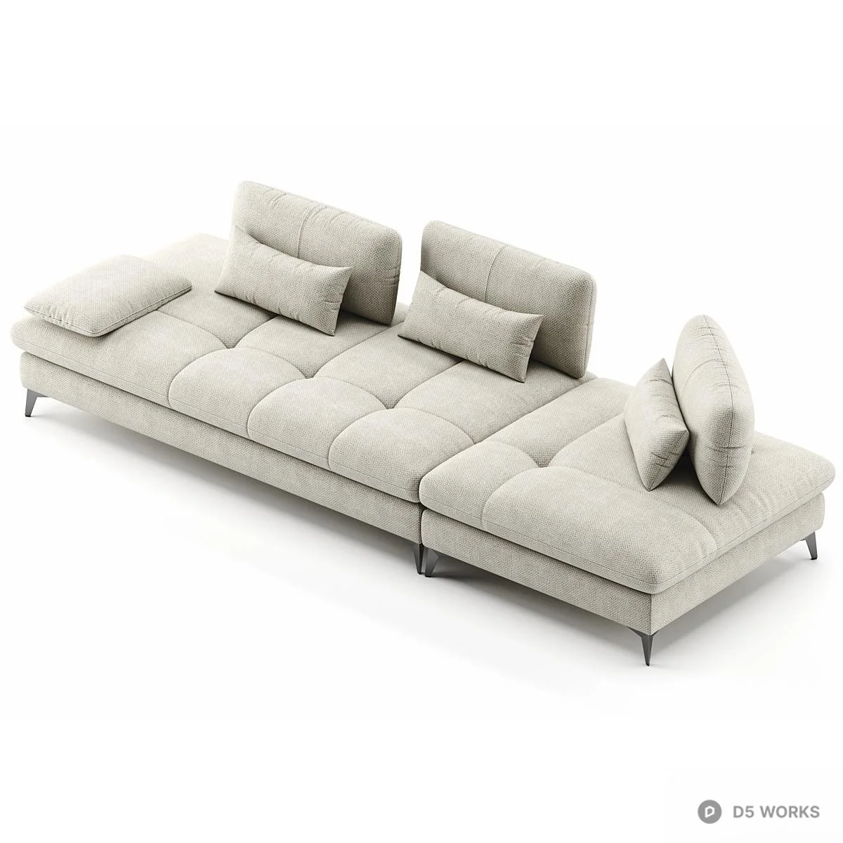 Modular Tufted Sectional Sofa 3d model thumbnail 3