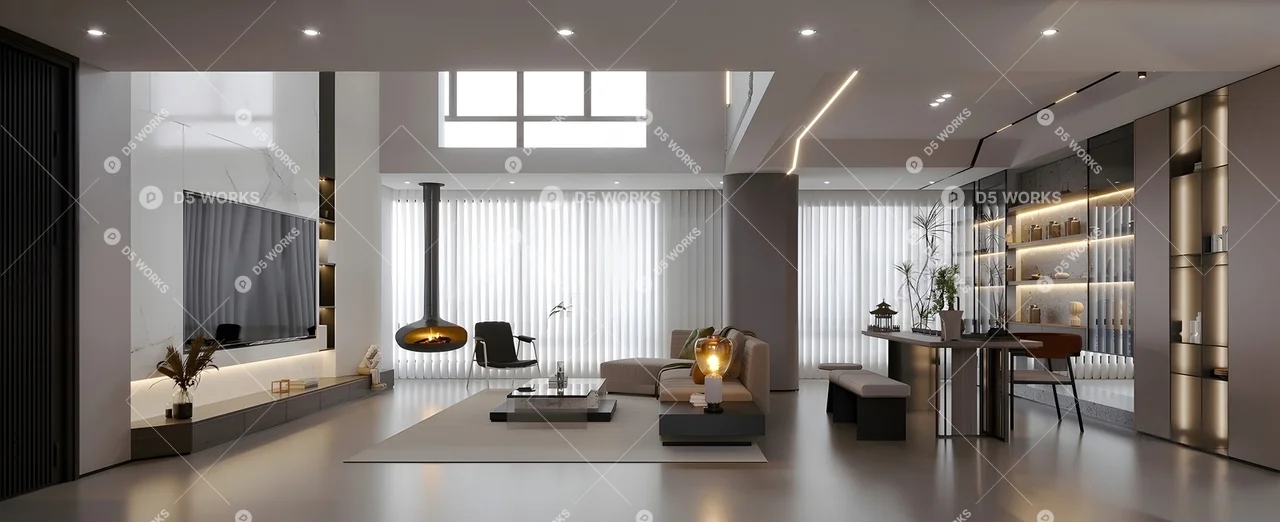 Modern Villa Living Room 3d model - Image 1