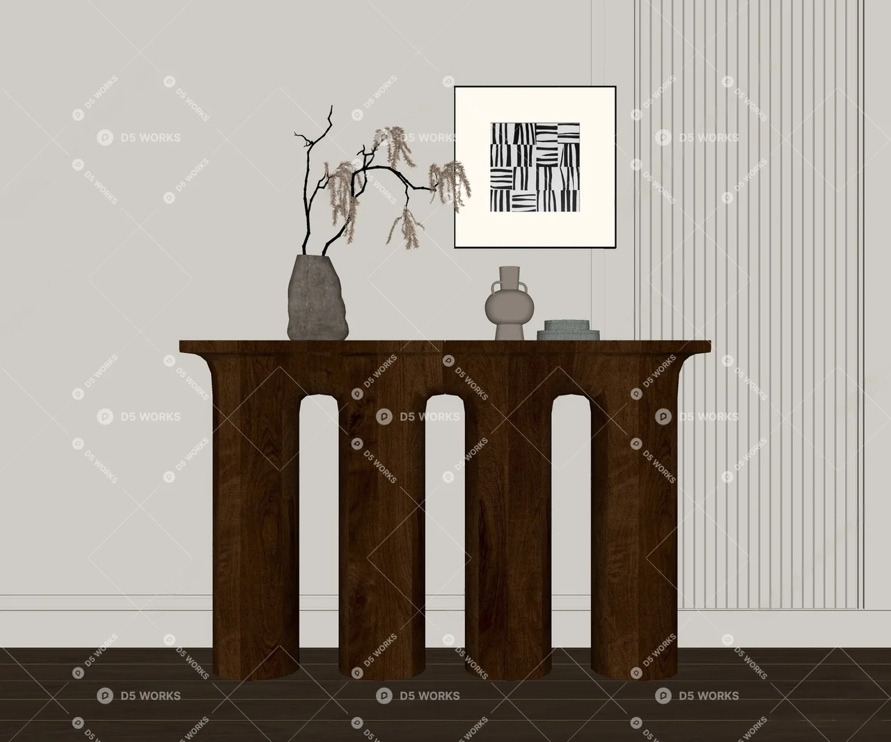 Mid-Century Modern Console Table 3d model thumbnail 2