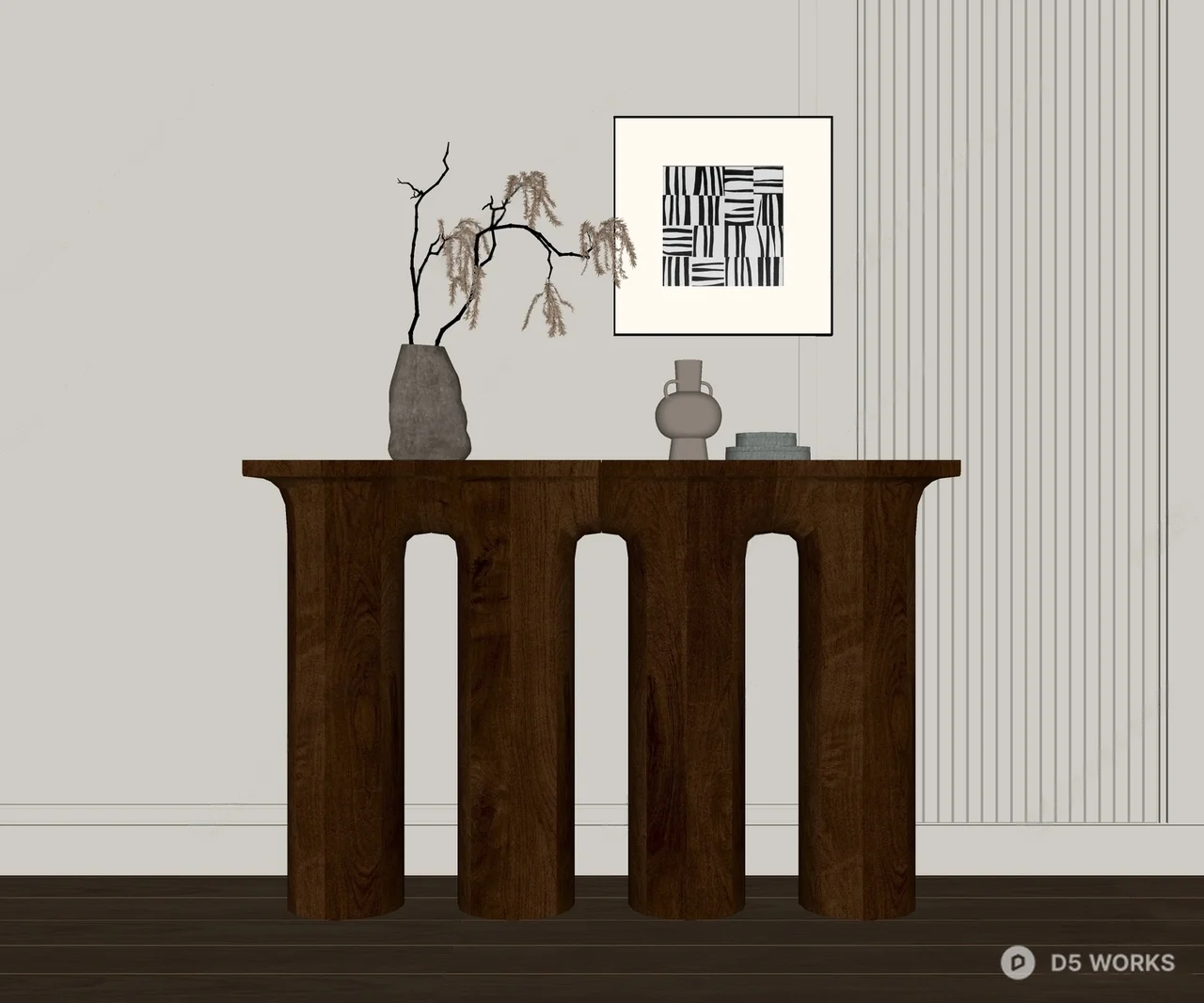 Sculptural Leg Wooden Side Table 3d model thumbnail 2