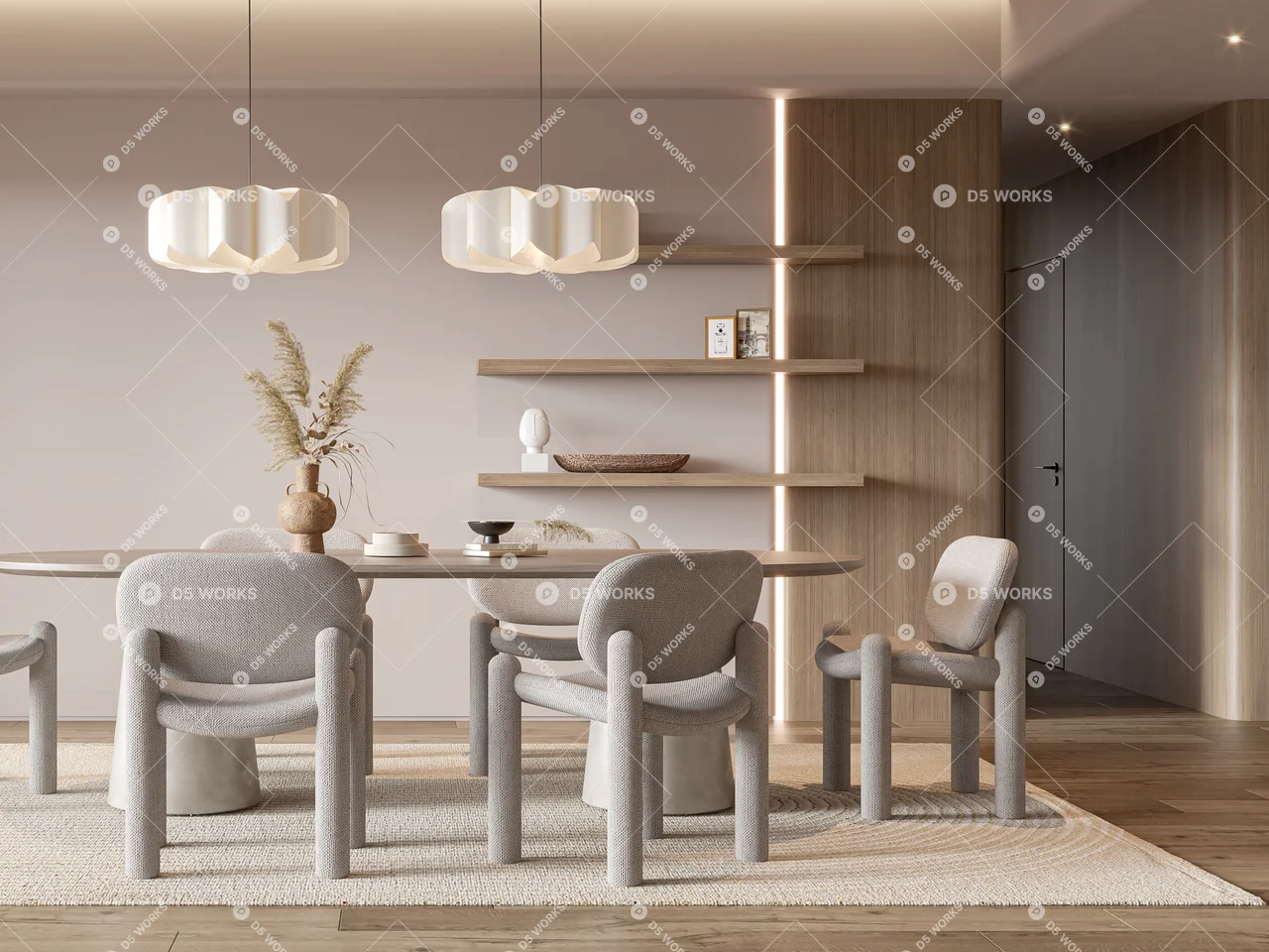 Contemporary Dining Room (Home) 3d model thumbnail 2