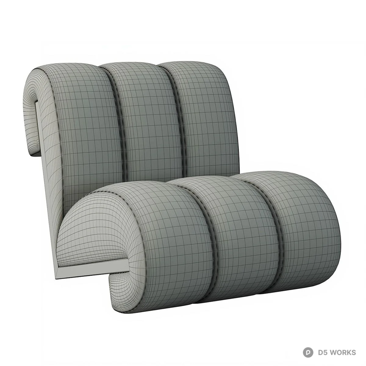 Textured Curved Armchair 3d model thumbnail 3