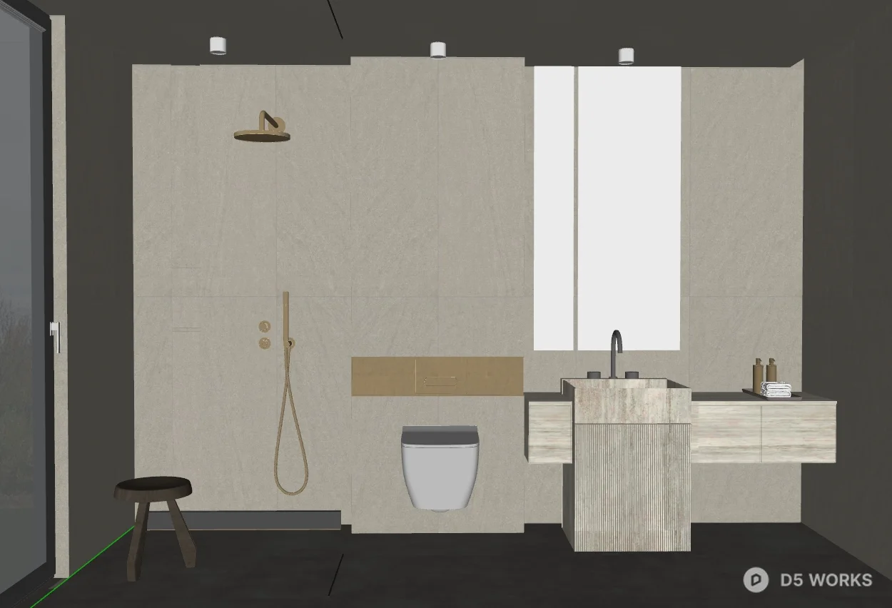 Minimalist Bathroom With Wooden Accents 3d model thumbnail 2