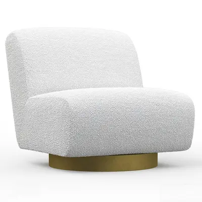 Bouclé Upholstered Swivel Armchair 3d model
