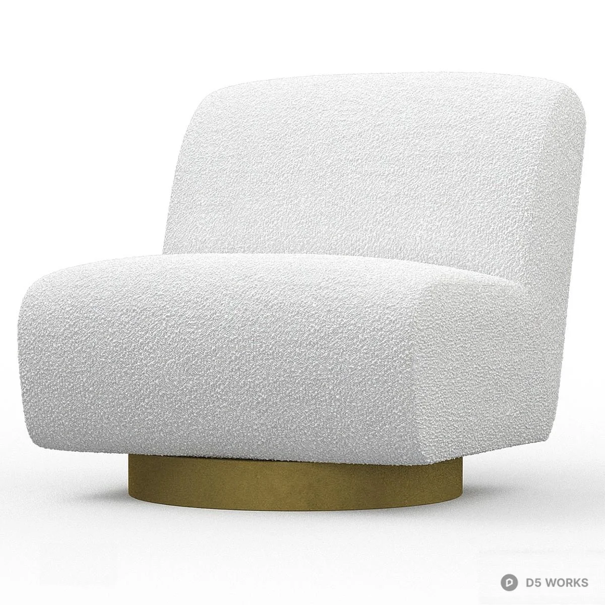 Bouclé Upholstered Swivel Armchair 3d model thumbnail 2