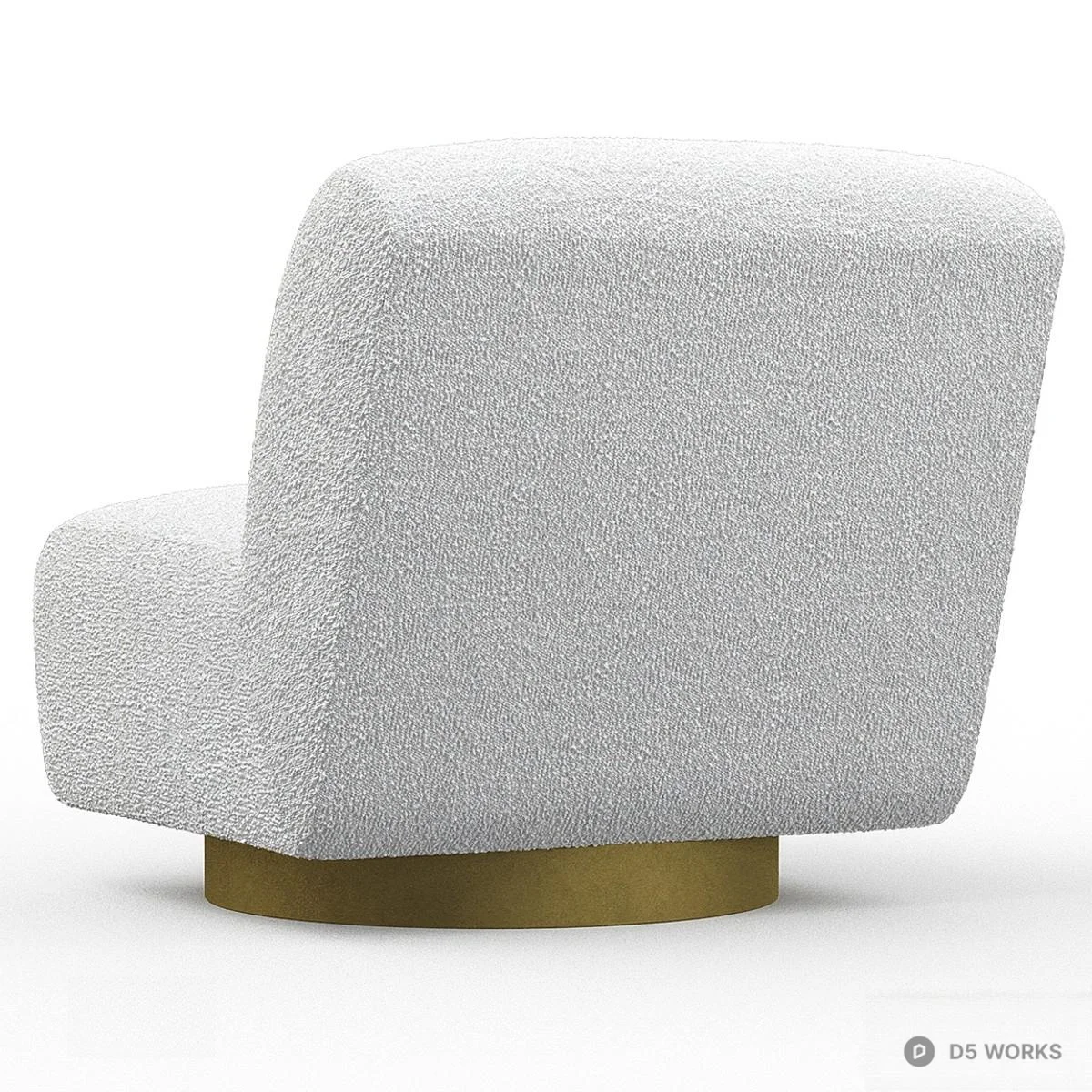 Bouclé Upholstered Swivel Armchair 3d model thumbnail 3