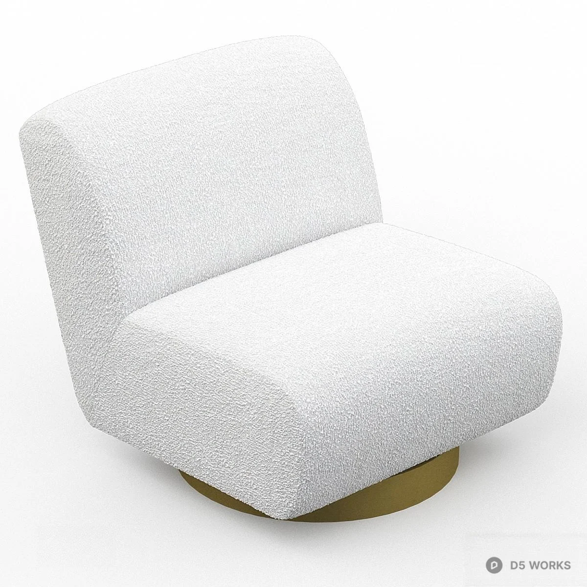 Bouclé Upholstered Swivel Armchair 3d model thumbnail 4