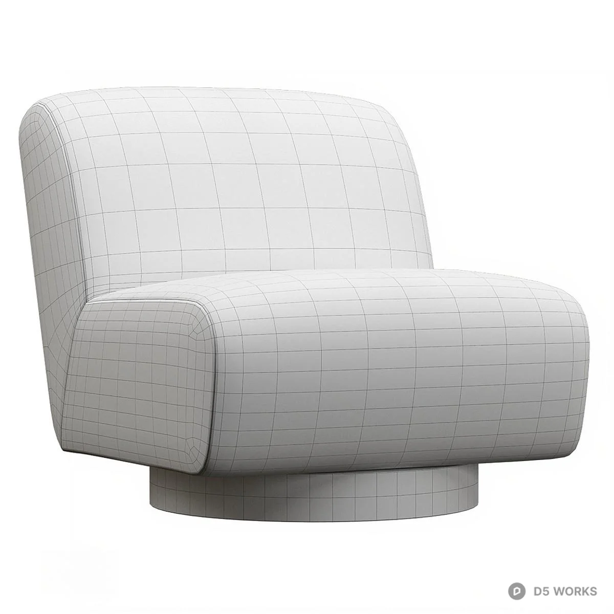 Bouclé Upholstered Swivel Armchair 3d model thumbnail 5
