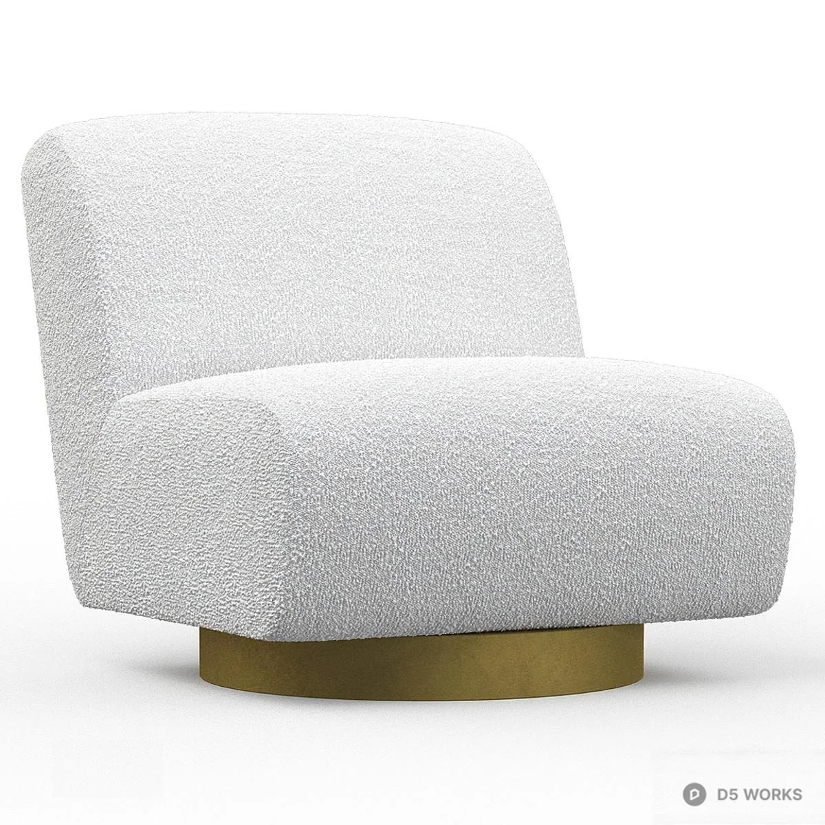 Bouclé Upholstered Swivel Armchair 3d model - Image 1