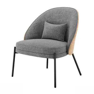 Wood-Trimmed Fabric Leisure Chair 3d model