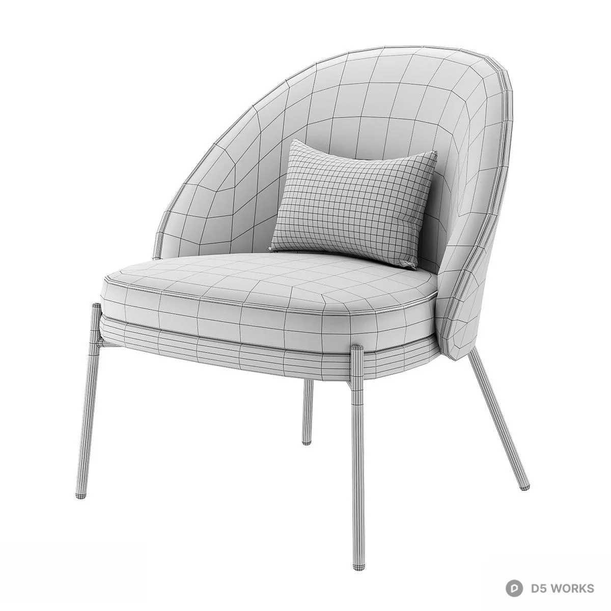 Wood-Trimmed Fabric Leisure Chair 3d model thumbnail 3