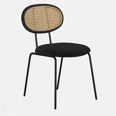 Rattan Back Black Upholstered Leisure Chair 3d model