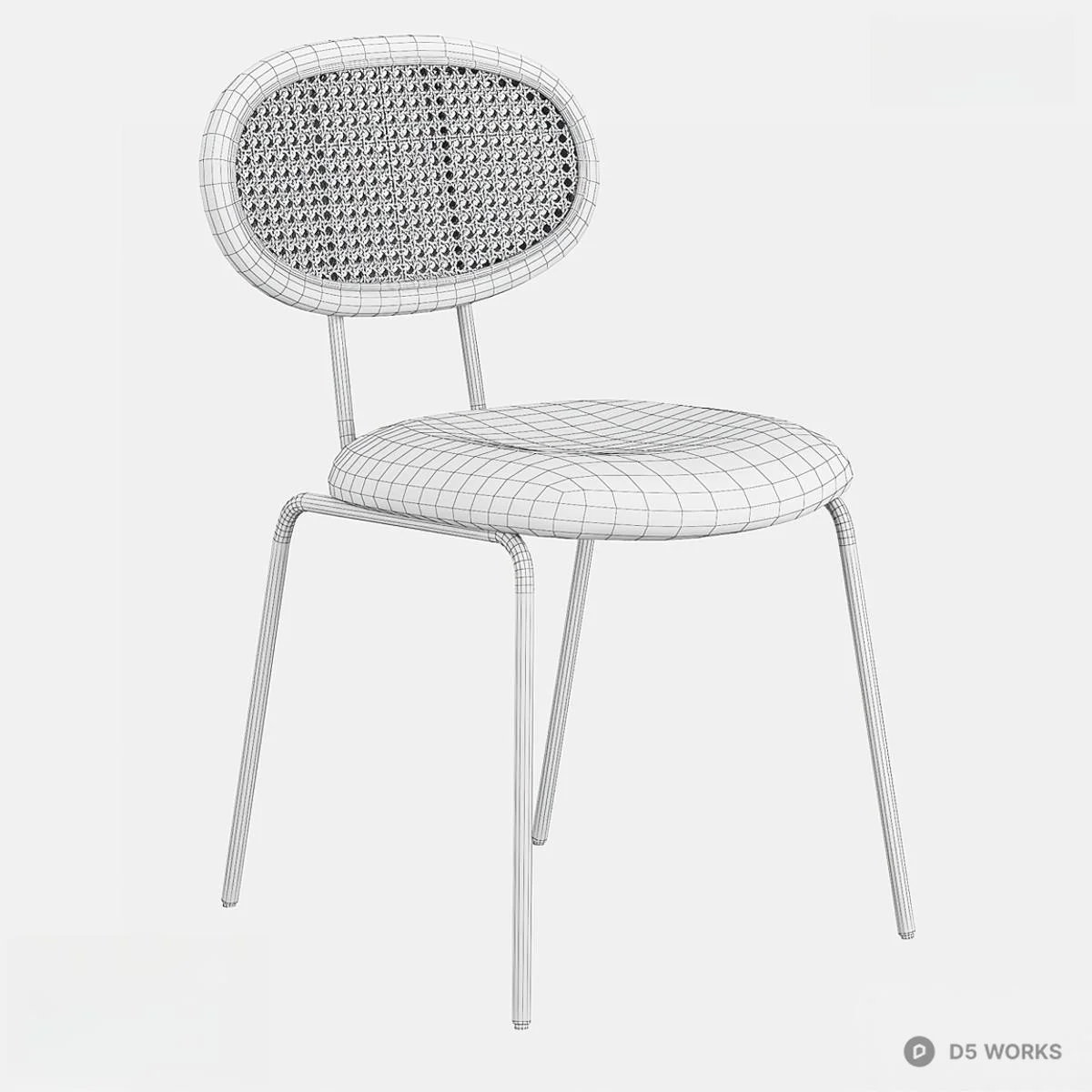 Rattan Back Black Upholstered Leisure Chair 3d model thumbnail 2
