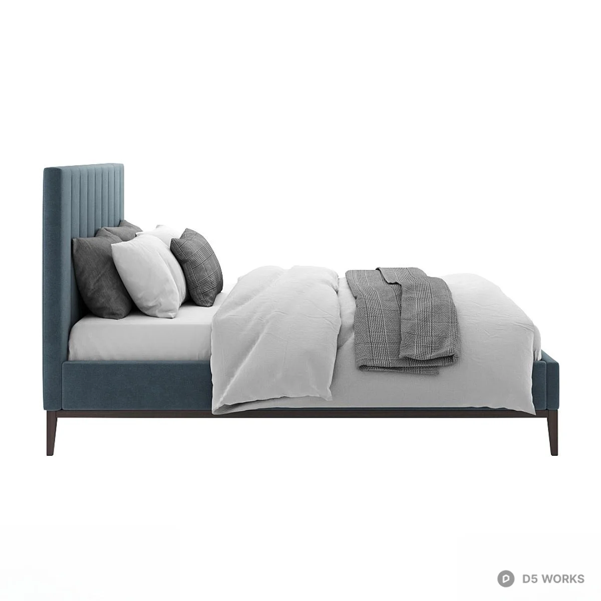 Upholstered Headboard Double Bed 3d model thumbnail 3