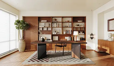 Organic Modern Mid-Century Modern Study Room