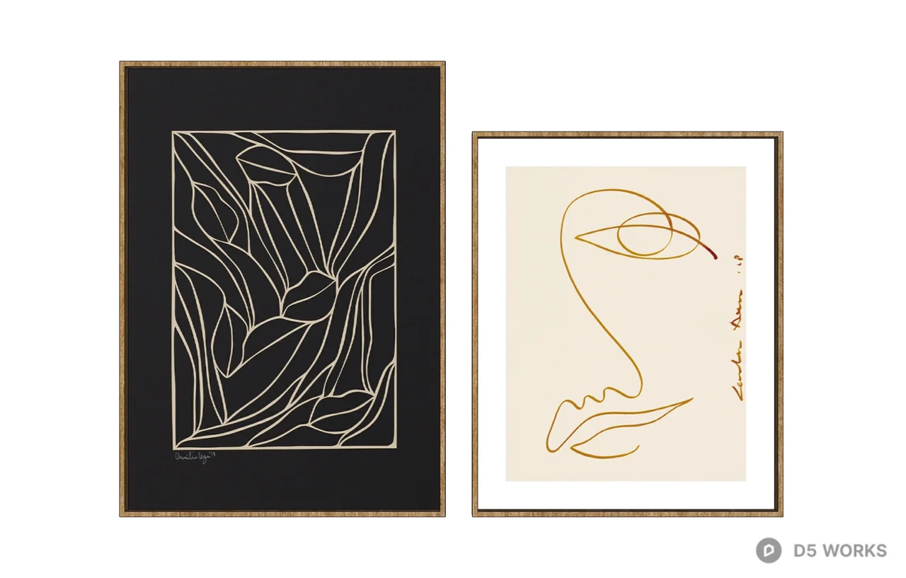 Abstract Line Art Dual Frame Set 3d model - Image 1