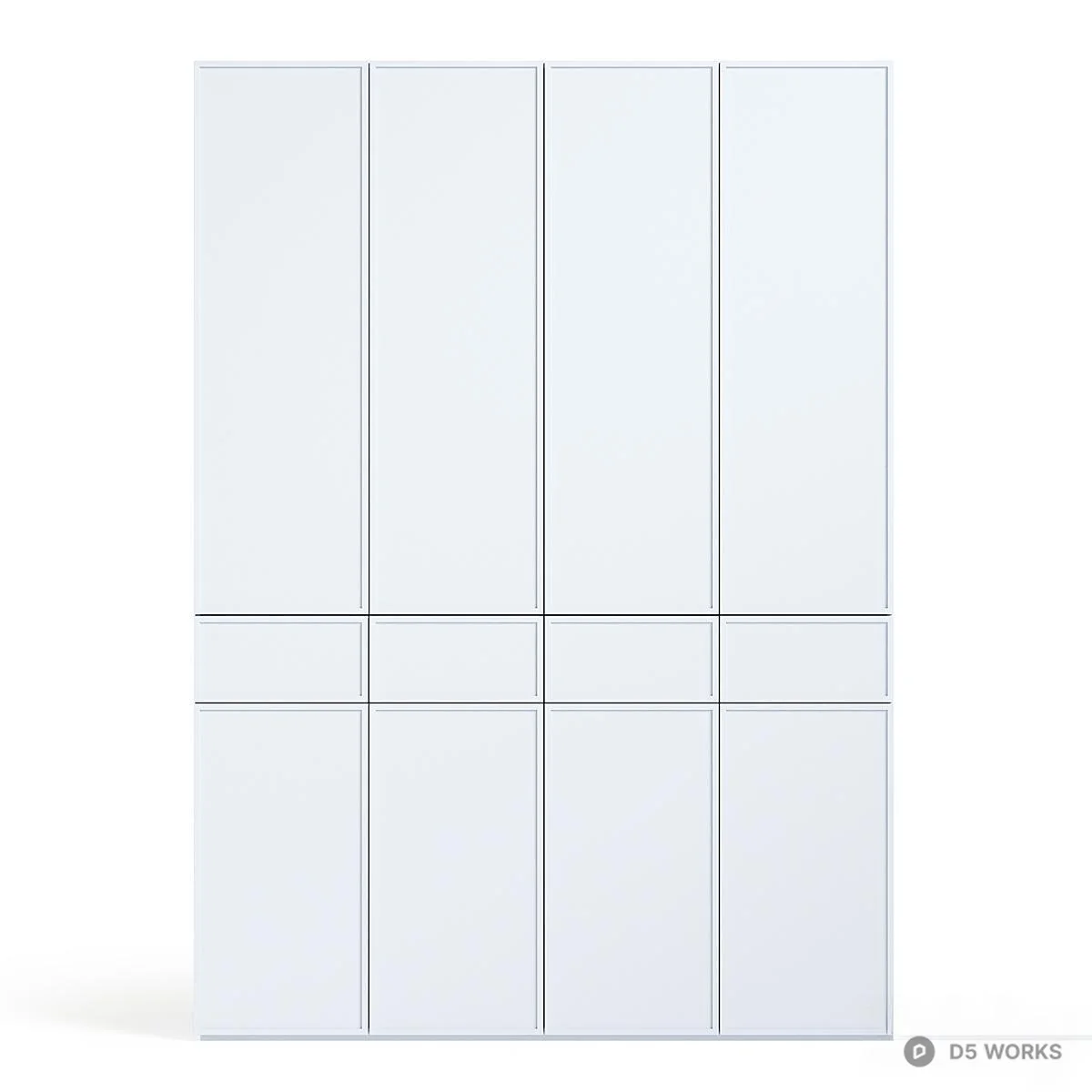 Minimalist Light Green Wardrobe Cabinet 3d model thumbnail 4