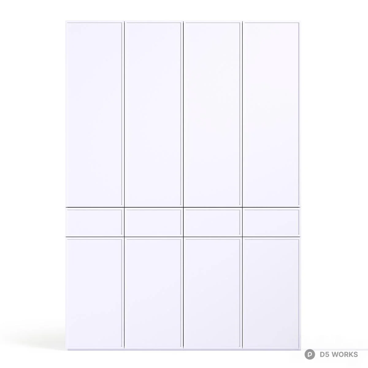 Minimalist Light Green Wardrobe Cabinet 3d model thumbnail 6