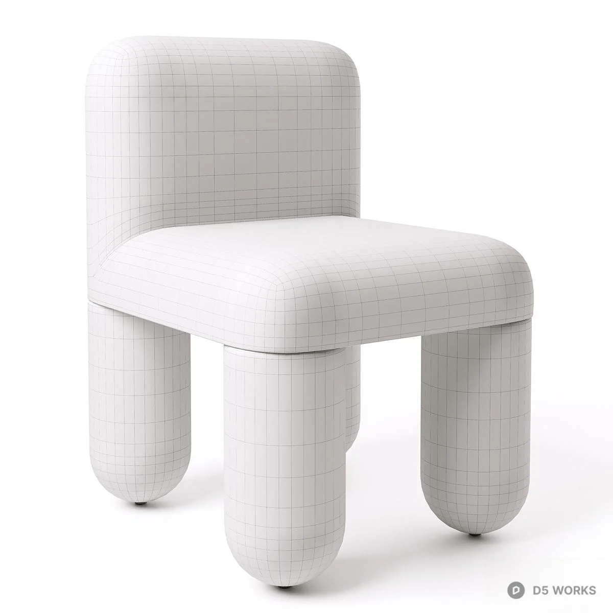 Rounded Minimalist Children Chair 3d model thumbnail 5