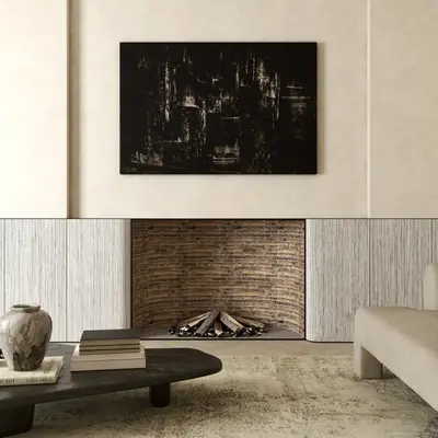 Mid-Century Modern Wabi-Sabi Fireplace