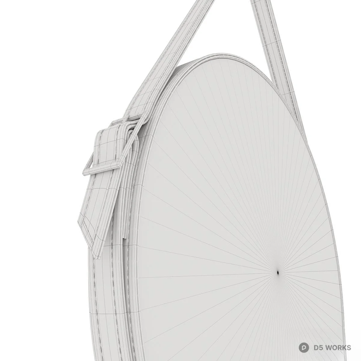 Hanging Round Mirror With Leather Strap 3d model thumbnail 5