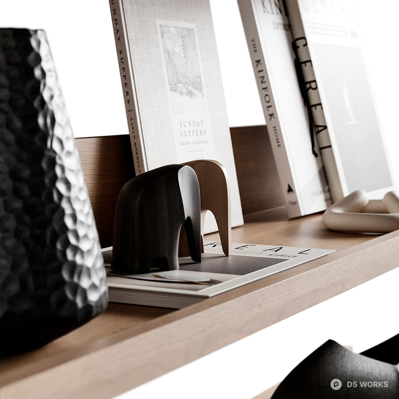Minimalist Floating Shelf With Decorative Objects 3d model thumbnail 2