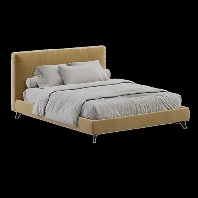 Upholstered Minimalist Double Bed 3d model
