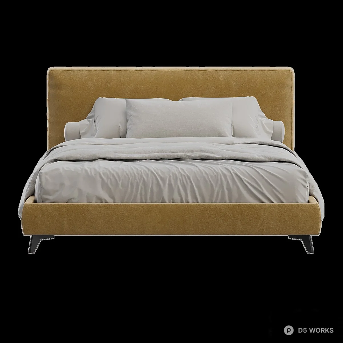 Upholstered Minimalist Double Bed 3d model thumbnail 2
