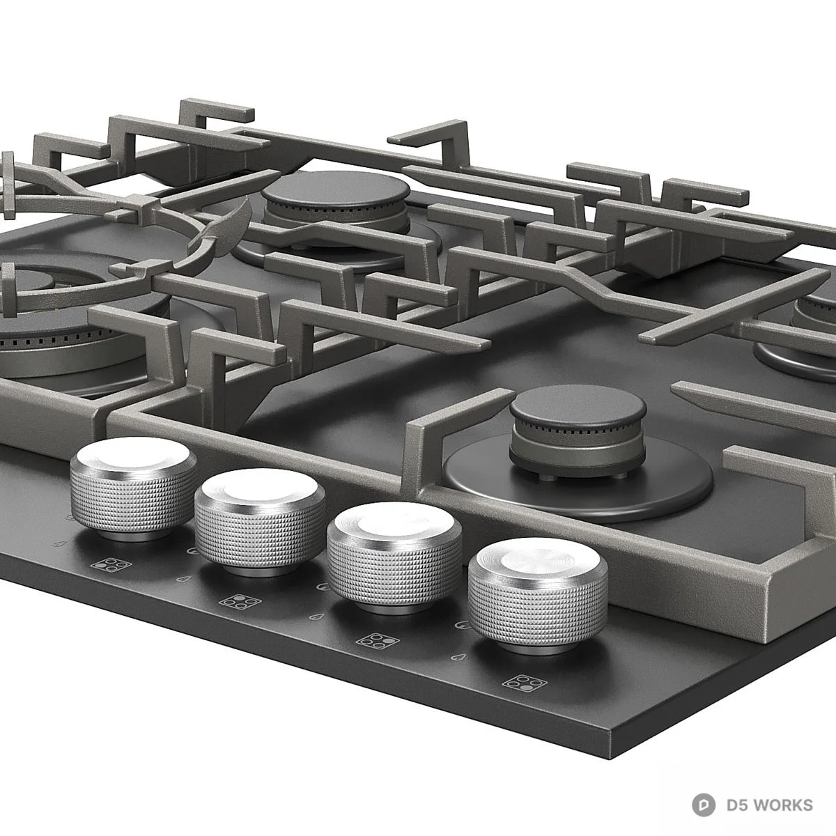 Stainless Steel Gas Stove 3d model thumbnail 3