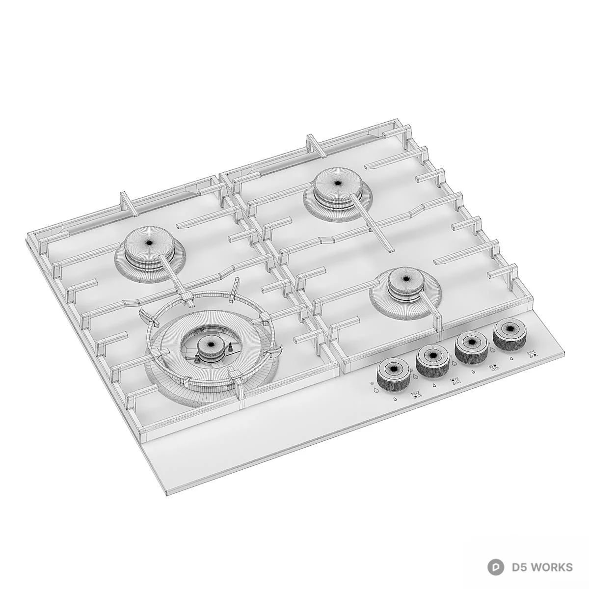 Stainless Steel Gas Stove 3d model thumbnail 6