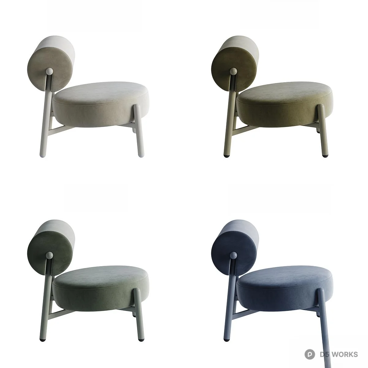 Velvet Upholstered Lounge Chair 3d model thumbnail 3