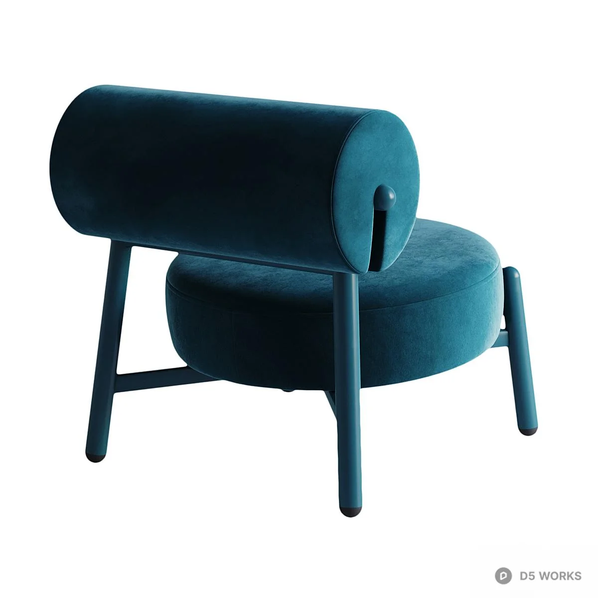 Velvet Upholstered Lounge Chair 3d model thumbnail 2