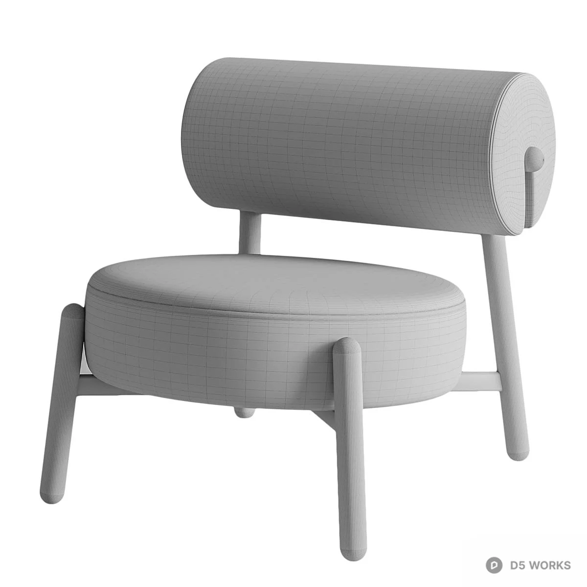 Velvet Upholstered Lounge Chair 3d model thumbnail 6