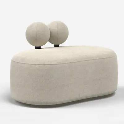 Minimalist Oval Upholstered Stool With Spherical Backrests 3d model