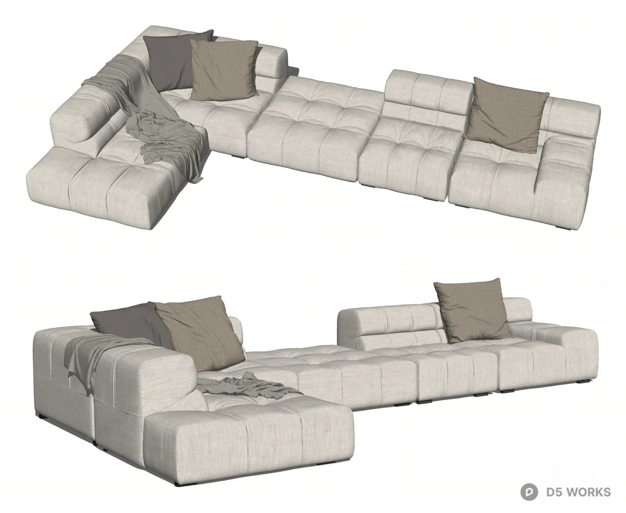 Modern Modular Fabric Sectional Sofa 3d model thumbnail 2