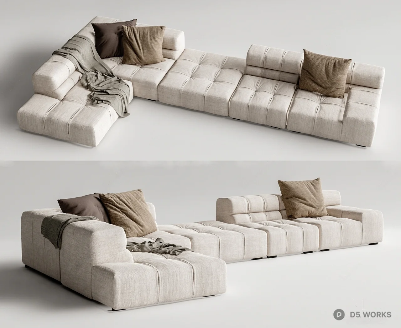 Modern Modular Fabric Sectional Sofa 3d model - Image 1