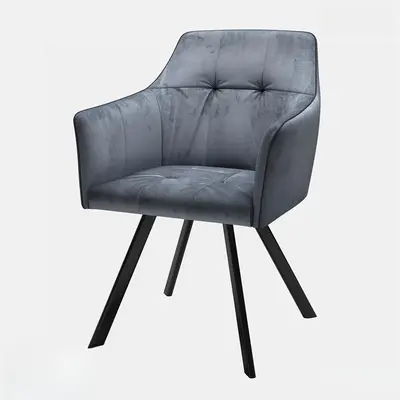 Velvet Upholstered Armchair With Tapered Metal Legs 3d model