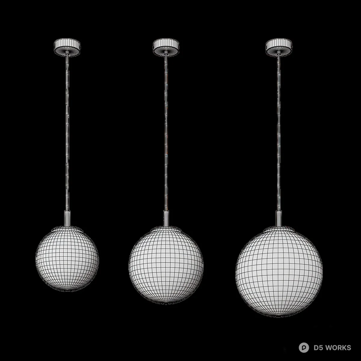 Minimalist Frosted Glass Pendant Lights 3d model thumbnail 2