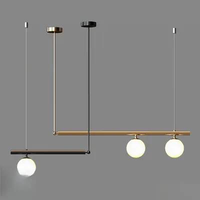 Modern Linear Pendant Light With Glass Globes 3d model