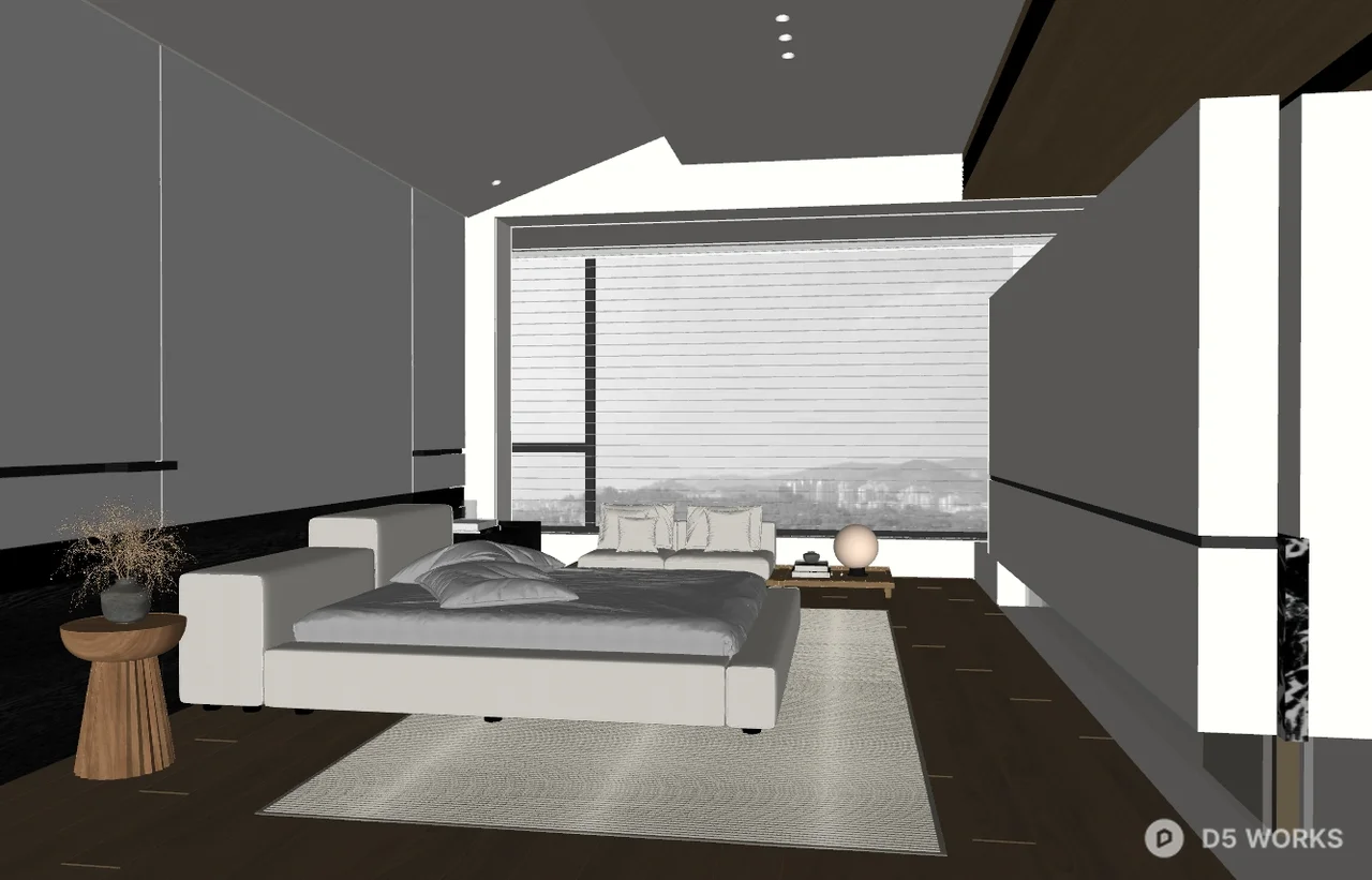 Minimalist Modern Bedroom with Large Window 3d model thumbnail 2