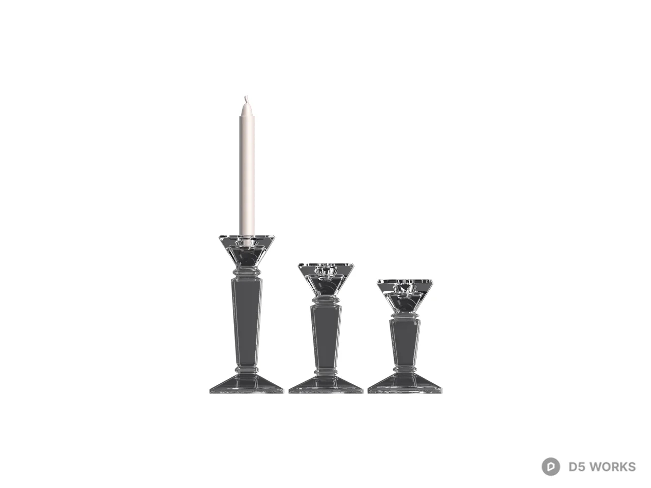 Crystal Candle Holder Set 3d model thumbnail 2