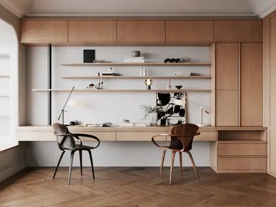 Mid-Century Modern Study Room