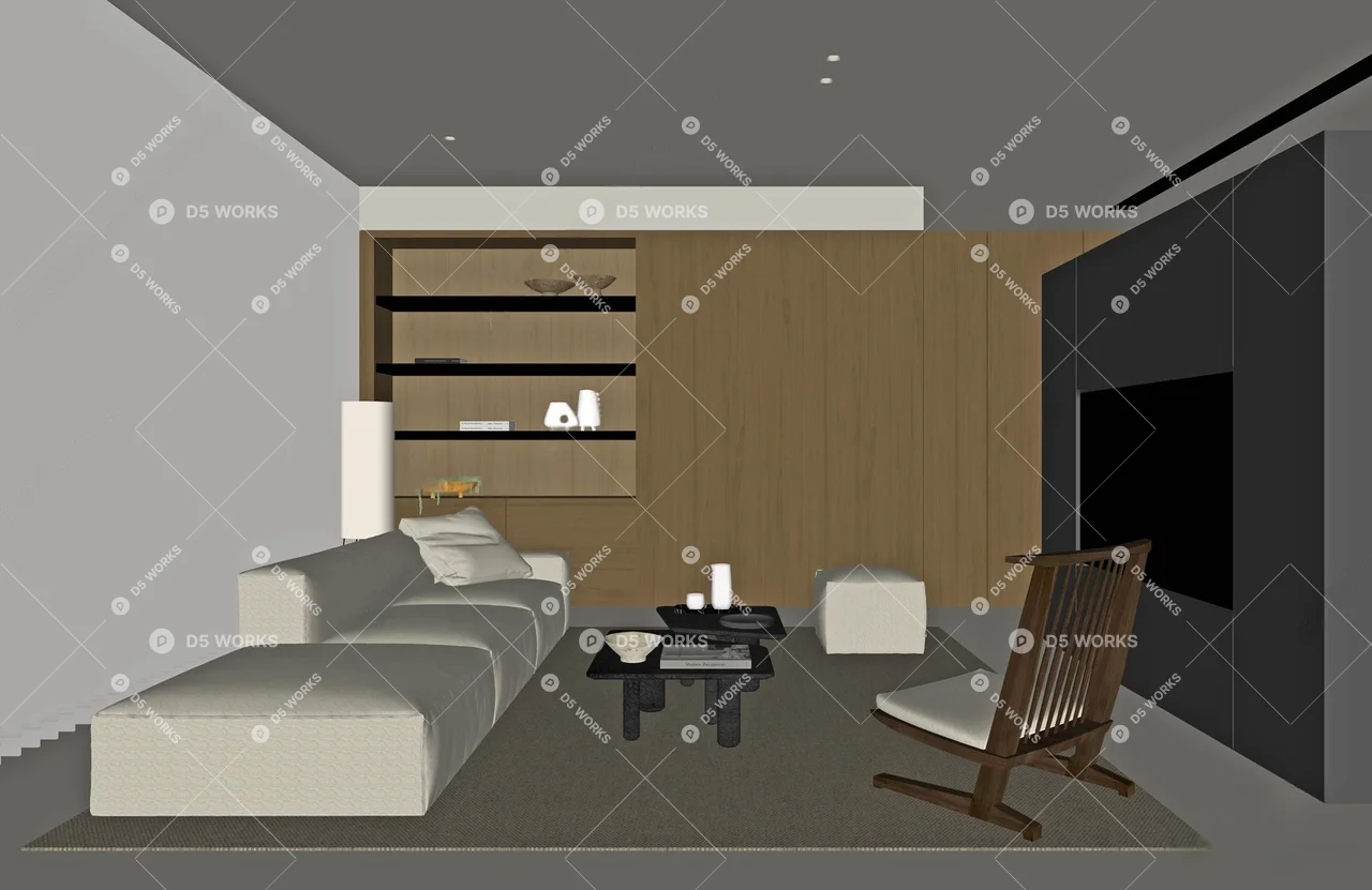 Home Living Room 3d model thumbnail 2