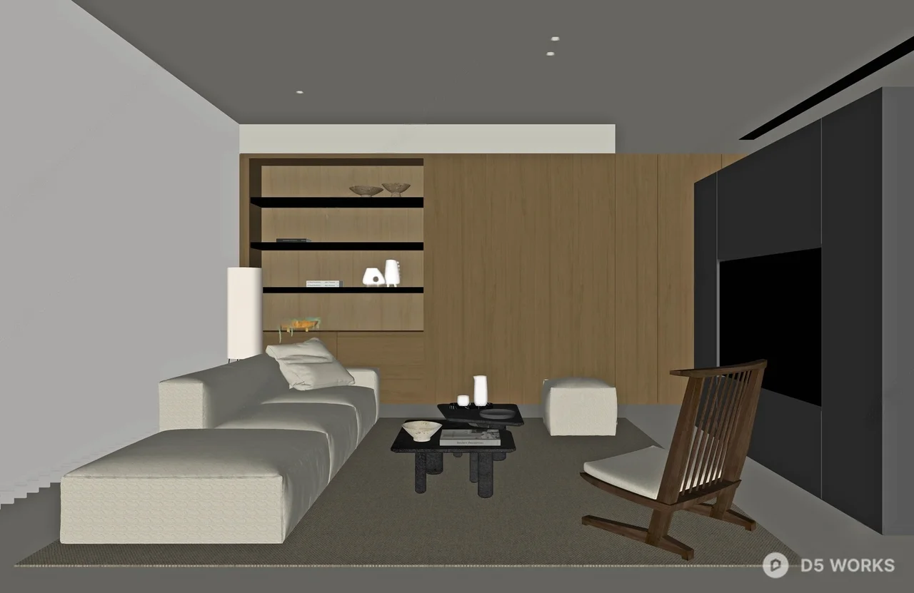 Minimalist Bedroom With Lake View 3d model thumbnail 2