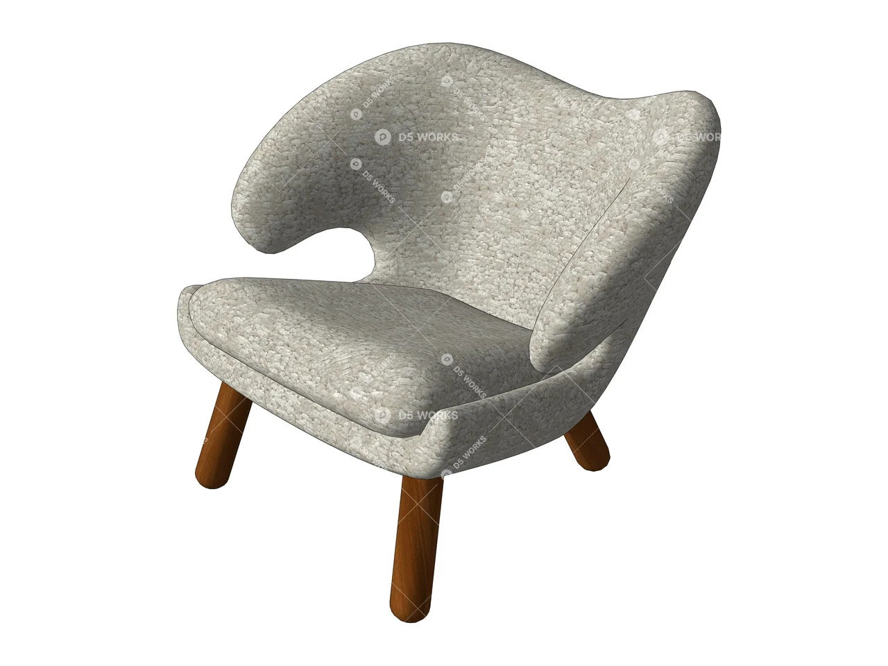 Creamy Armchair 3d model thumbnail 2